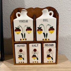 Vintage Wood Spice Rack Set 1960s